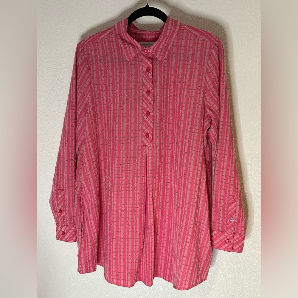 Christopher & Banks Pink Checkered Shirt Size Medium - Picture 1 of 7